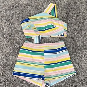 Colorful Striped Two-Piece Set